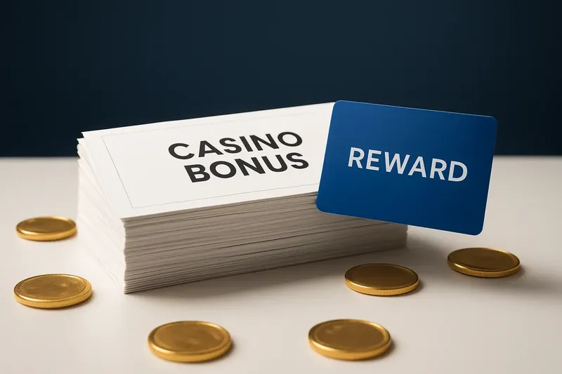 Stack of casino bonus vouchers and reward cards with gold coins