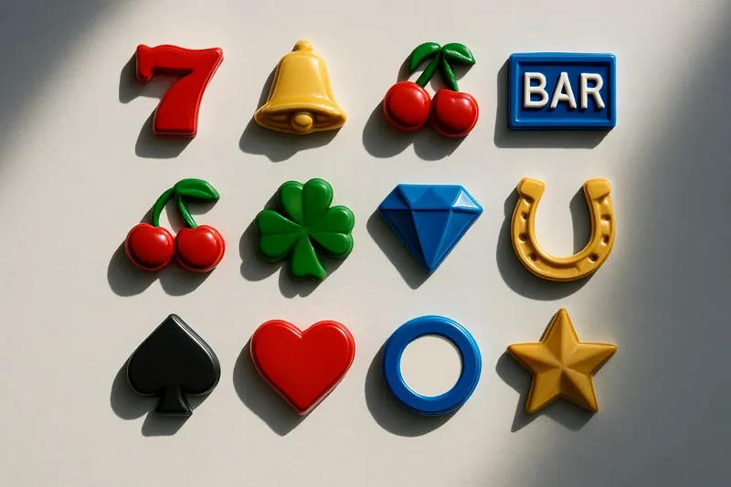 Twelve mini slot symbols arranged in a clean 4x3 grid